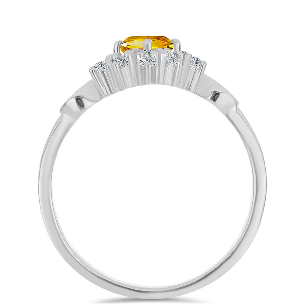 Pierścionek ze srebra próby 925 z cytrynem uralskim i białym topazem