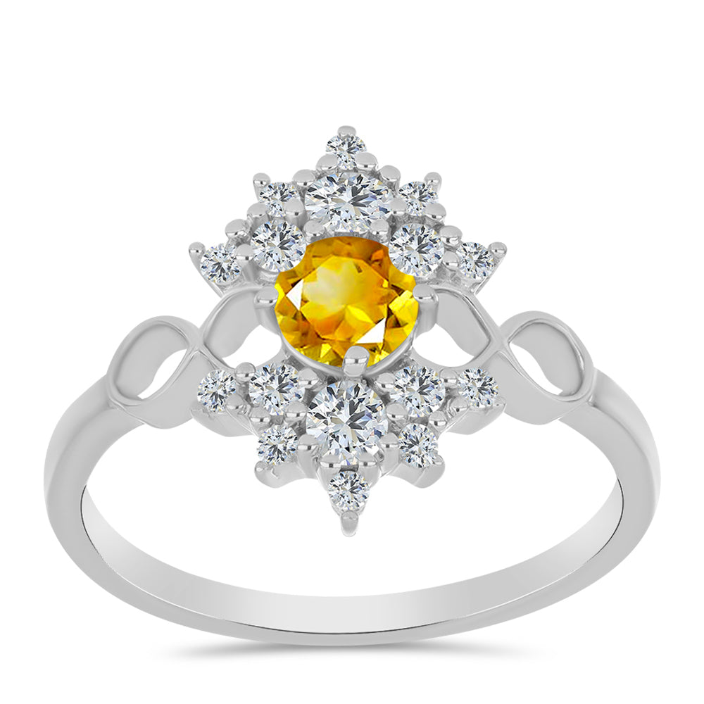 Pierścionek ze srebra próby 925 z cytrynem uralskim i białym topazem