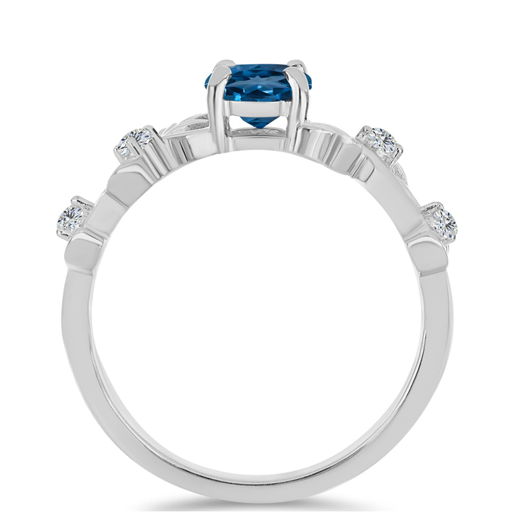 Pierścionek ze srebra próby 925 z niebieskim topazem londyńskim i białym topazem 2 