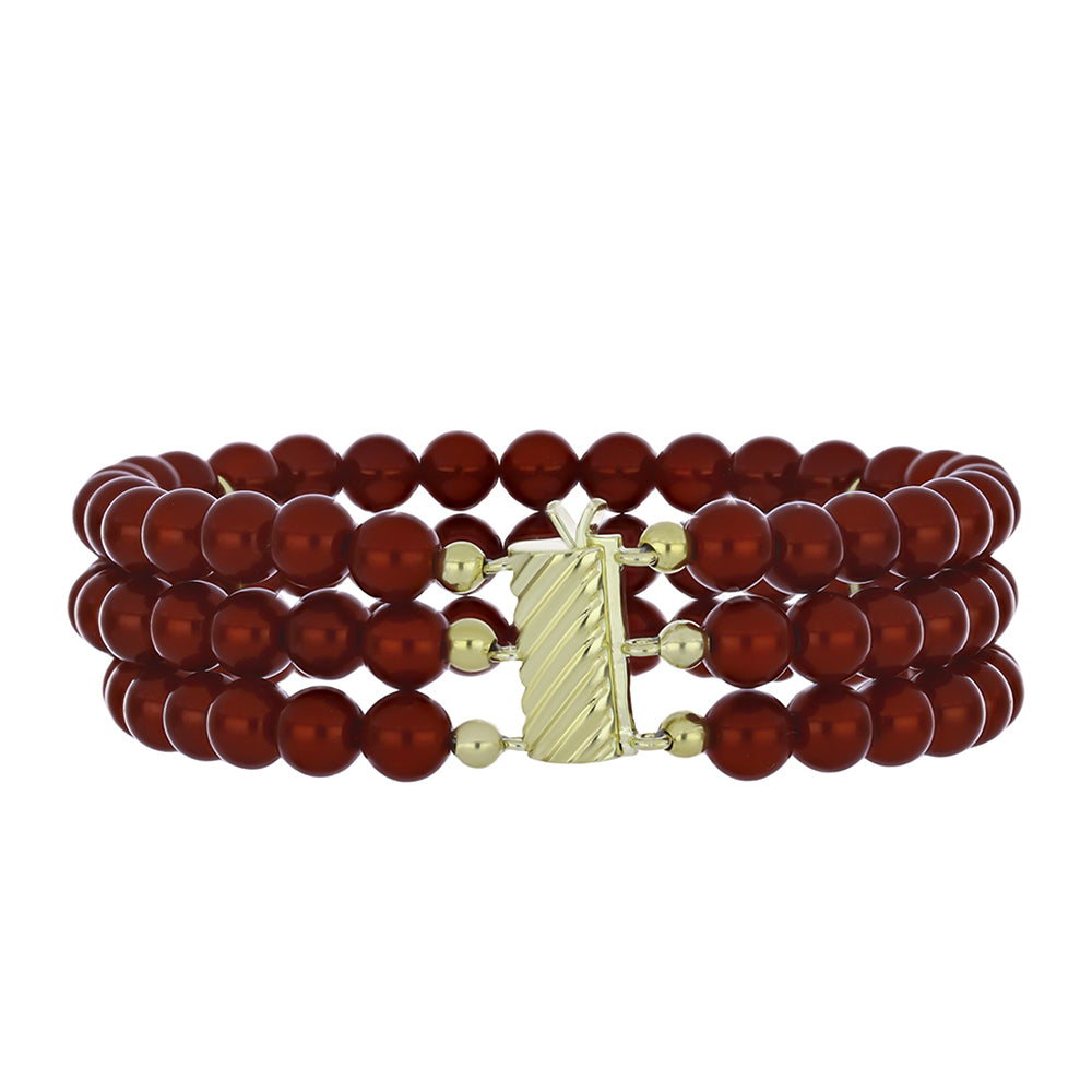 Bransoletka srebrna pozłacana z czerwoną perłą słodkowodną