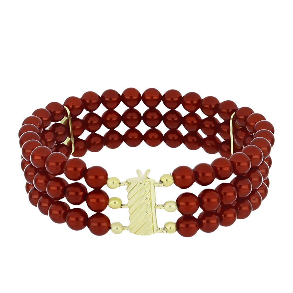 Bransoletka srebrna pozłacana z czerwoną perłą słodkowodną 1 