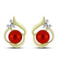 Kolczyki srebrne pozłacane z czerwoną perłą słodkowodną i białym topazem
