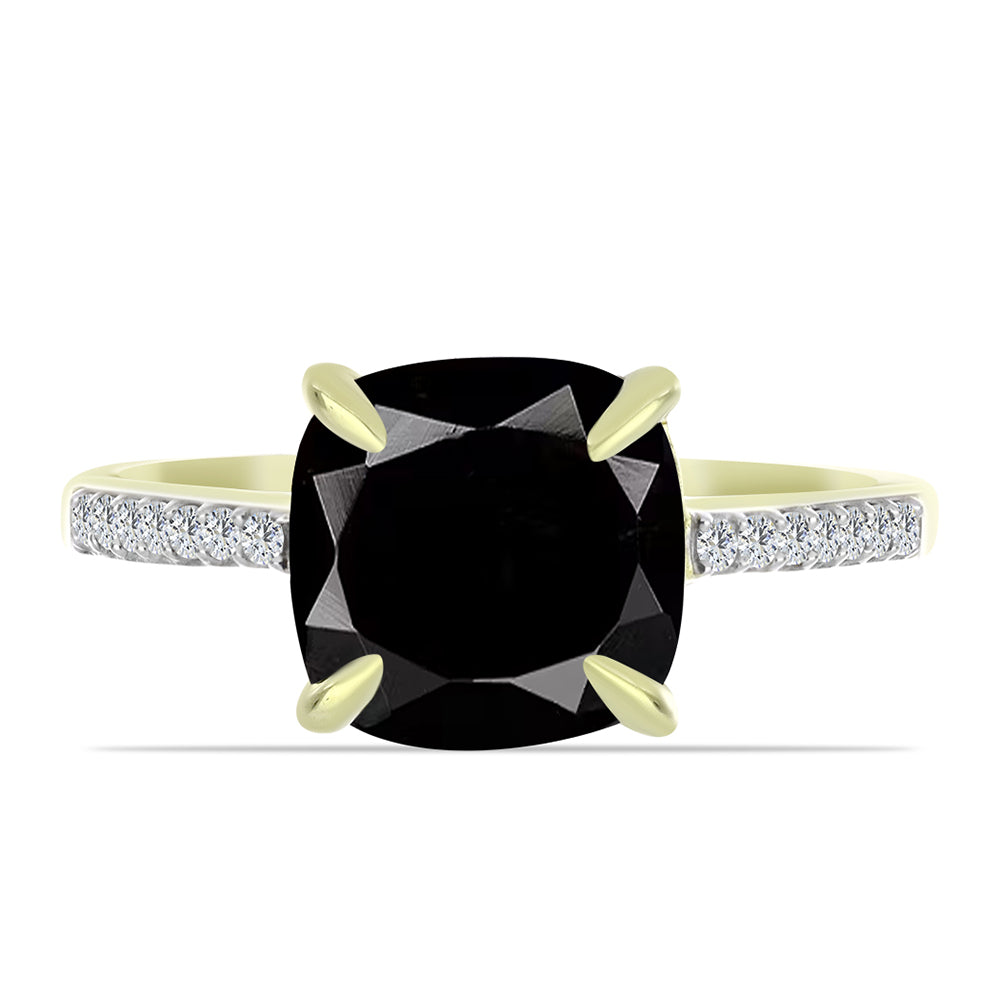 Pierścionek srebrny pozłacany z czarnym onyksem i białym topazem 1 