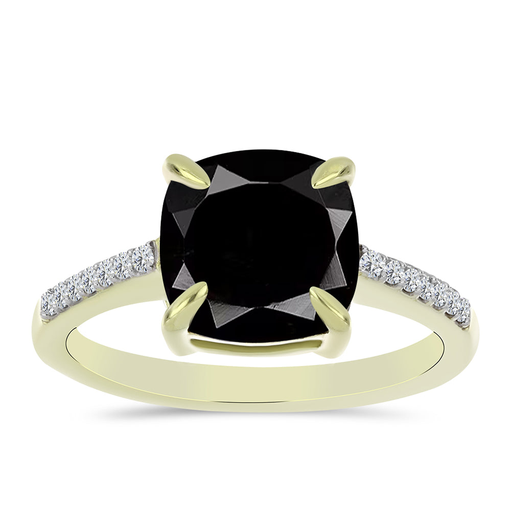 Pierścionek srebrny pozłacany z czarnym onyksem i białym topazem 3 