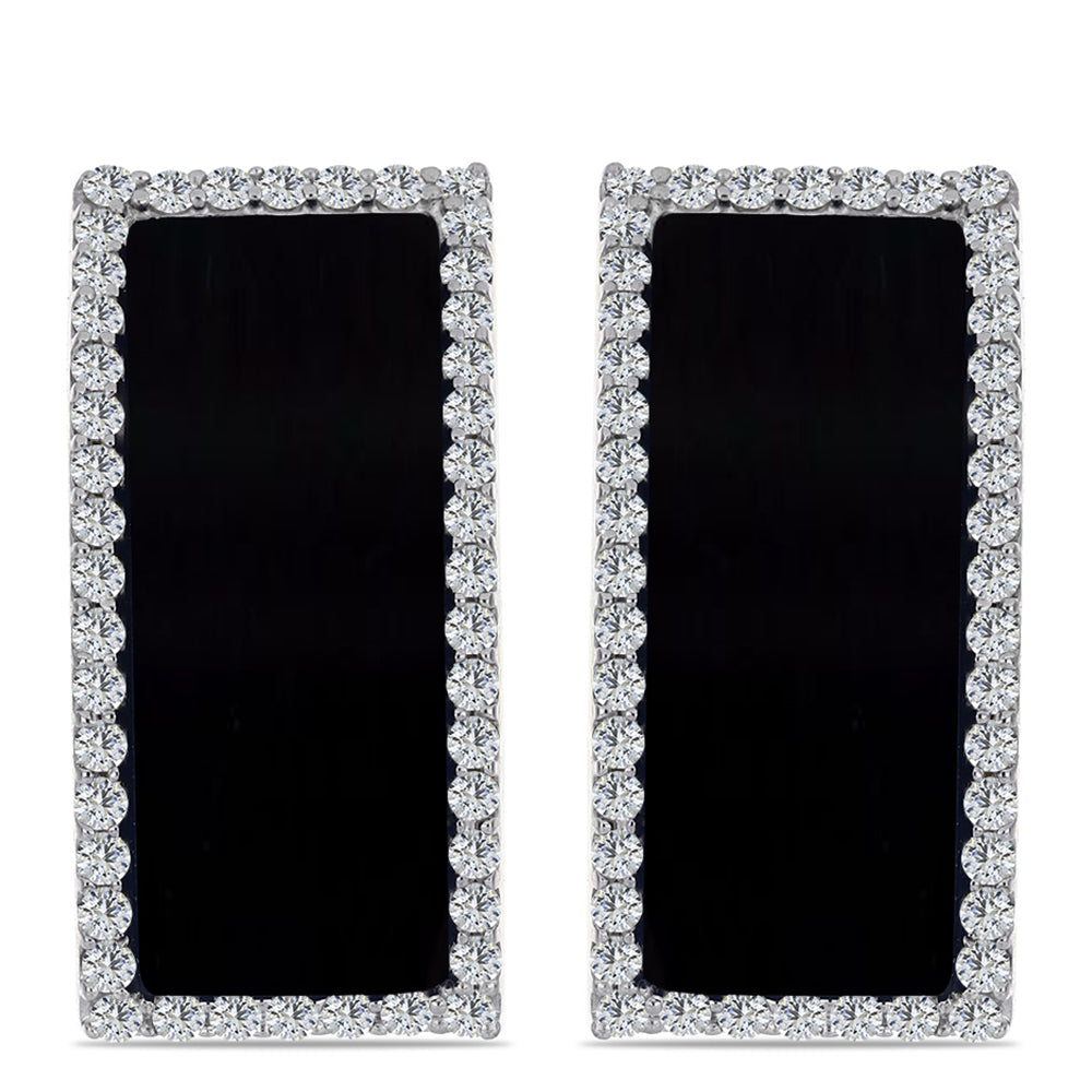 Kolczyki srebrne pozłacane z czarnym onyksem i białym topazem 1 