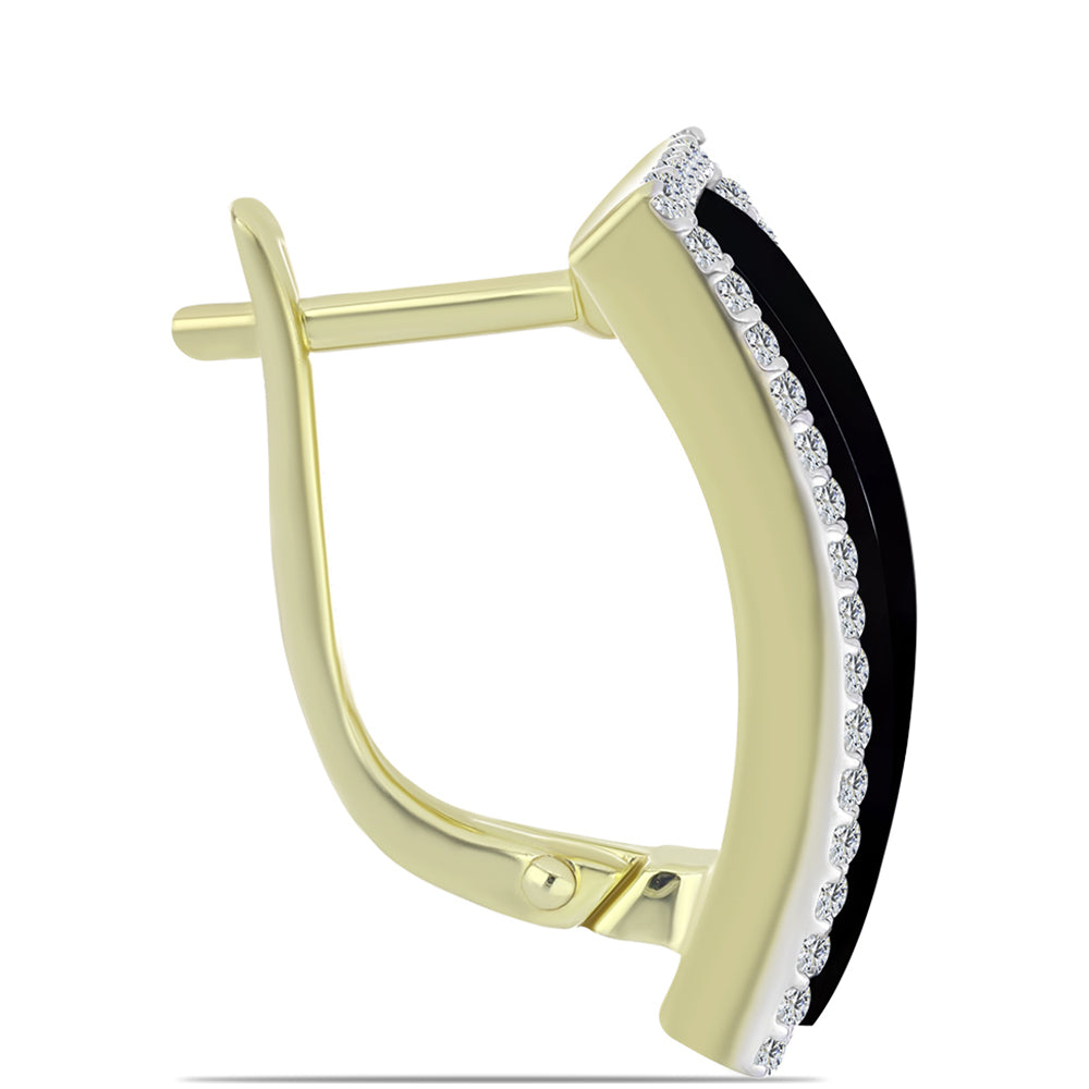 Kolczyki srebrne pozłacane z czarnym onyksem i białym topazem 2 