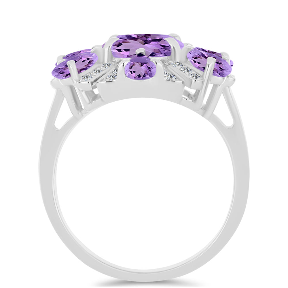 Pierścionek ze srebra próby 925 z ametystem rose de france i białym topazem 2 