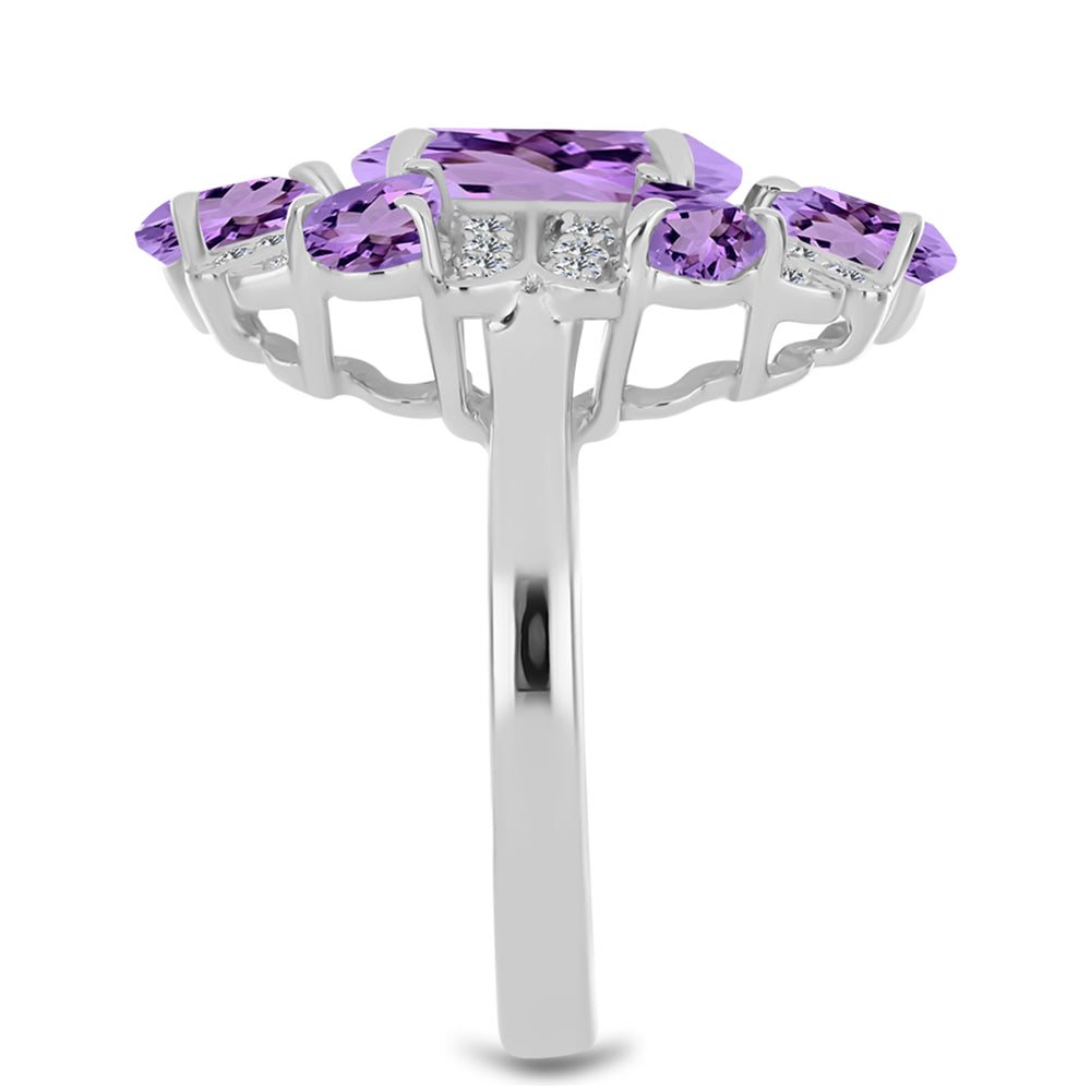 Pierścionek ze srebra próby 925 z ametystem rose de france i białym topazem 4 