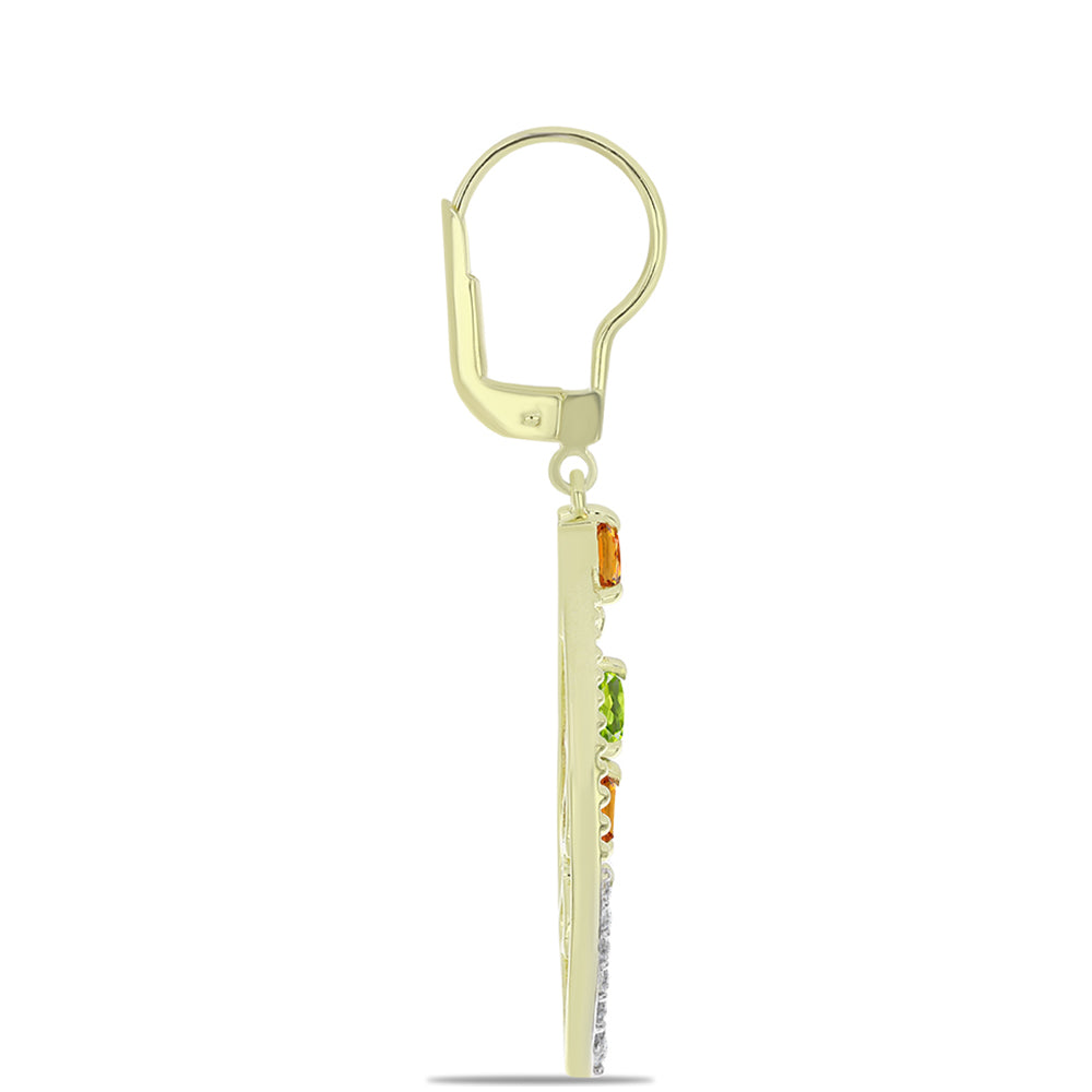 Kolczyki srebrne pozłacane z tęczowym szafirem i białym topazem 2 