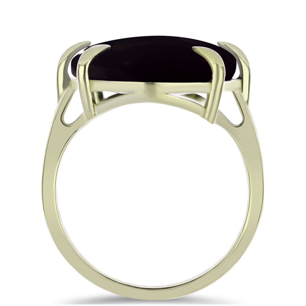 Pierścionek srebrny pozłacany z czarnym onyksem