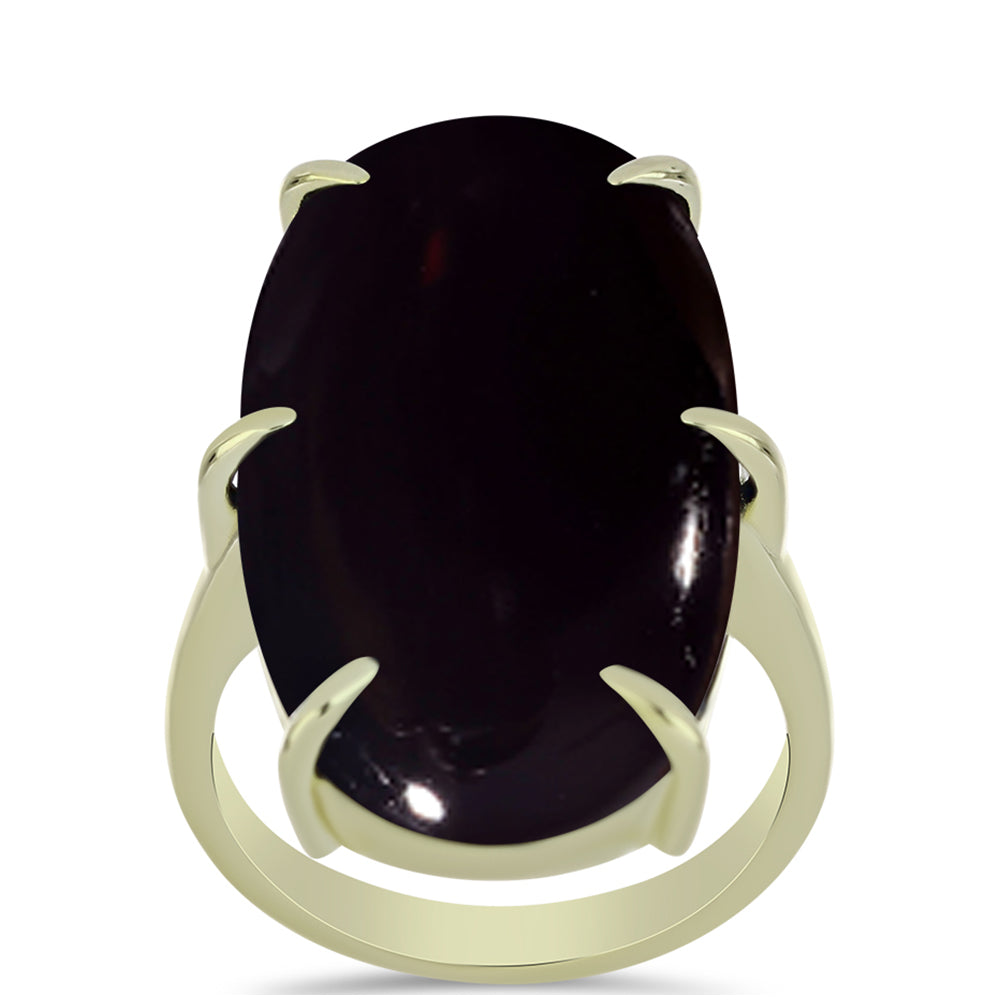 Pierścionek srebrny pozłacany z czarnym onyksem