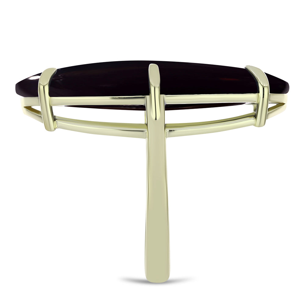 Pierścionek srebrny pozłacany z czarnym onyksem 4 