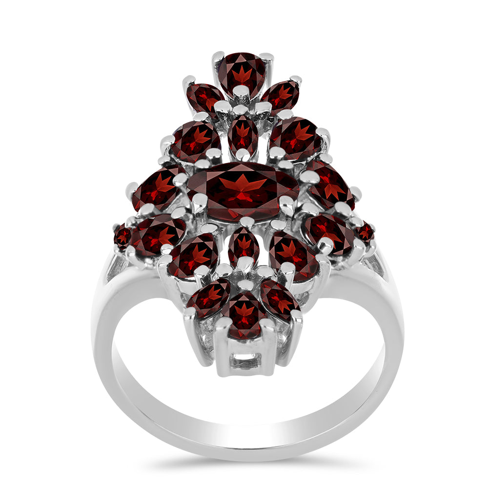 Pierścionek ze srebra próby 925 z granatem