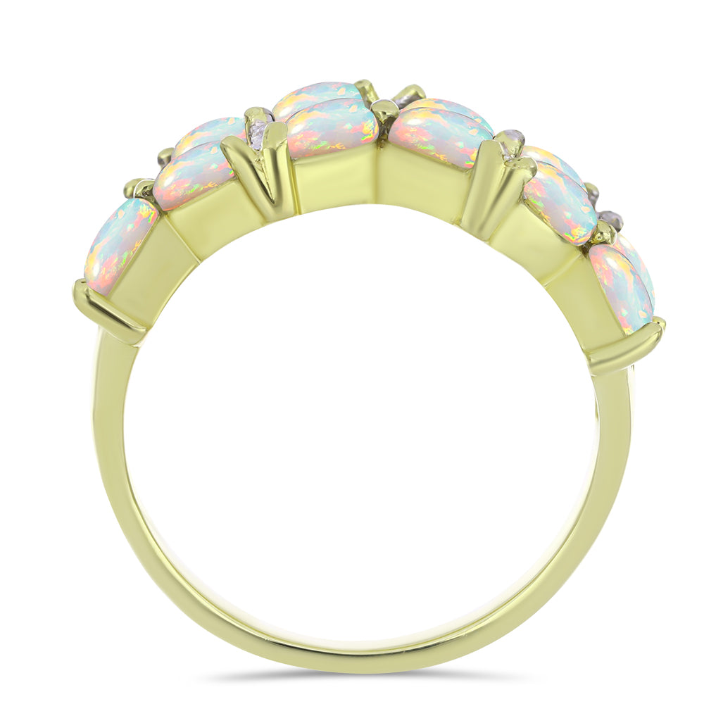 Pierścionek srebrny pozłacany z opalem etiopskim i białym topazem 3 