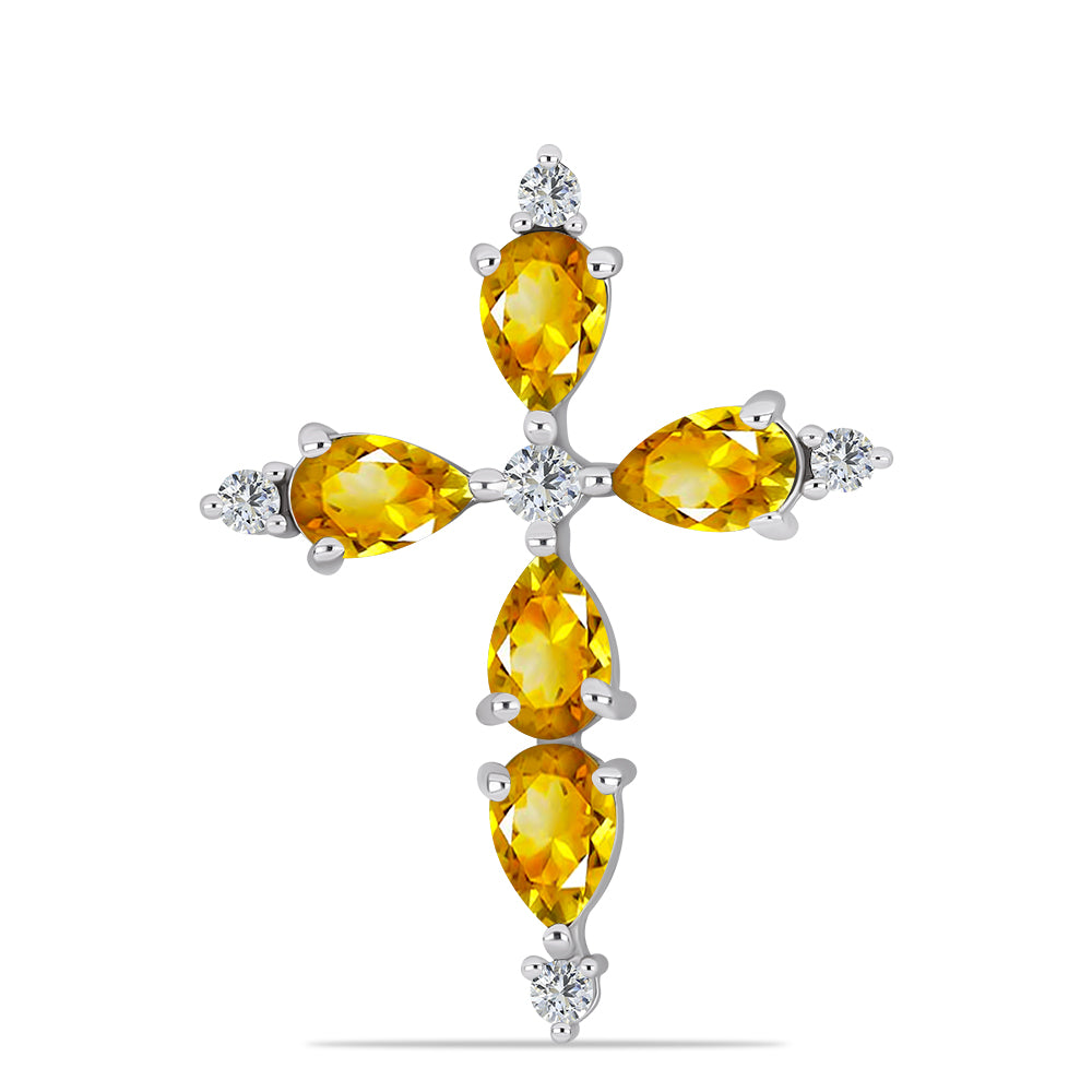 Zawieszka ze srebra próba 925 z cytrynem uralskim i białym topazem