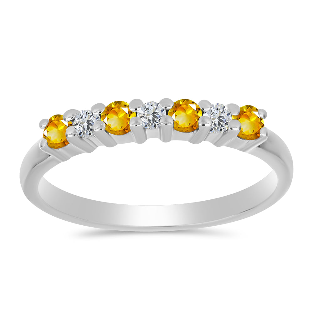 Pierścionek ze srebra próby 925 z cytrynem uralskim i białym topazem 1 