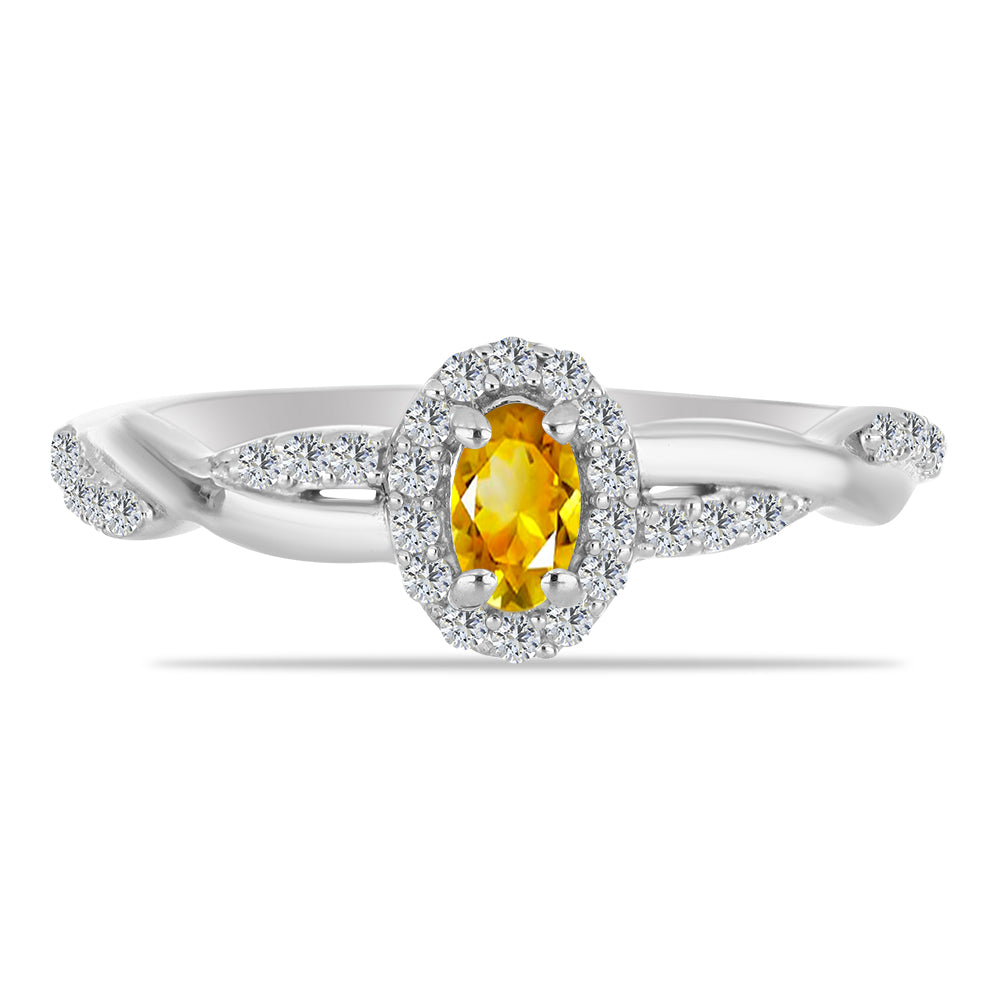 Pierścionek ze srebra próby 925 z cytrynem uralskim i białym topazem