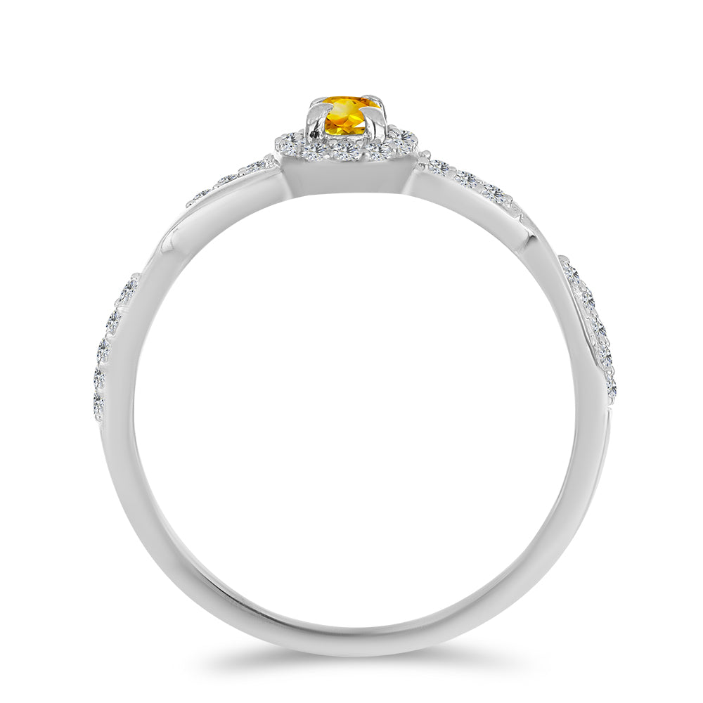 Pierścionek ze srebra próby 925 z cytrynem uralskim i białym topazem