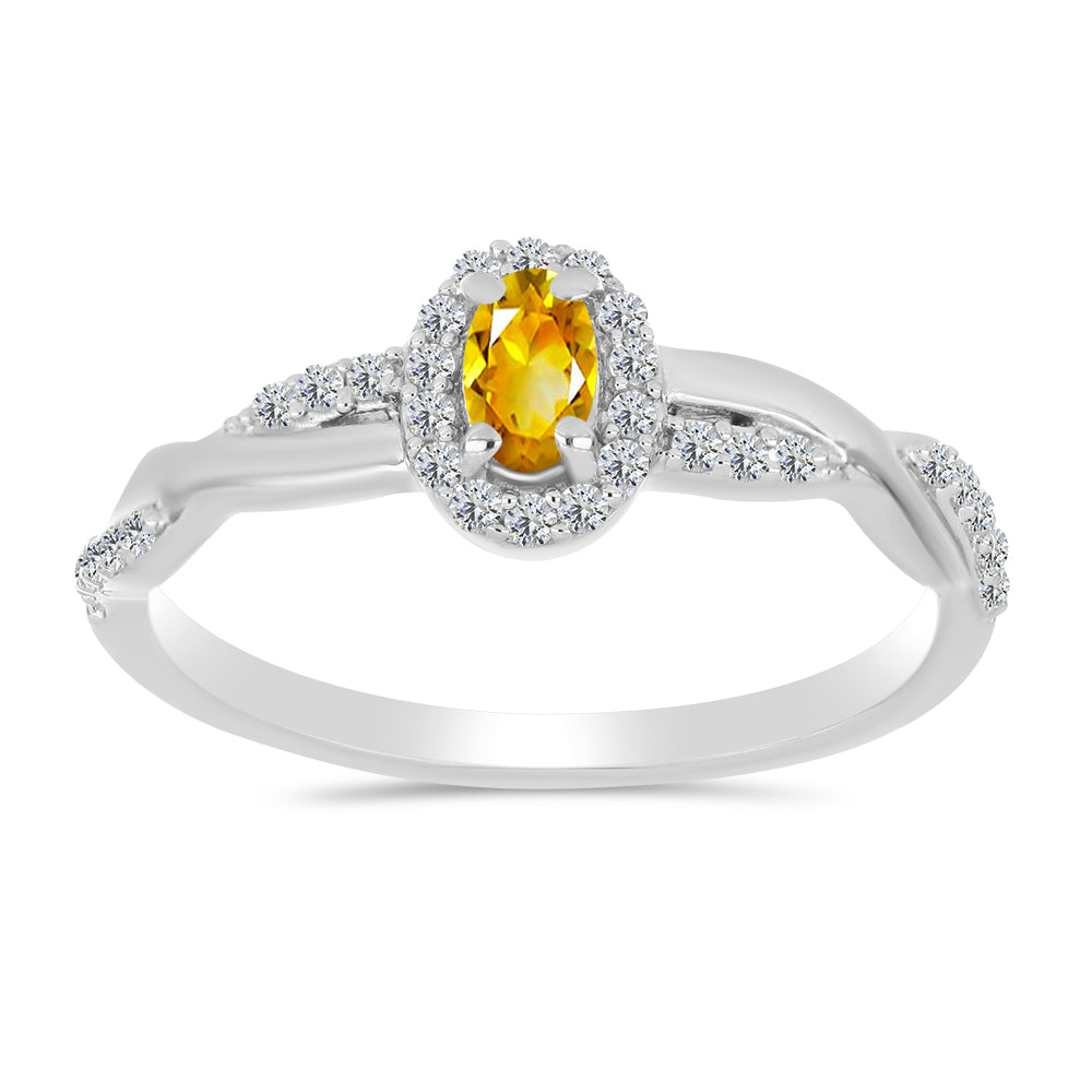 Pierścionek ze srebra próby 925 z cytrynem uralskim i białym topazem 1 