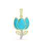 Zawieszka srebrna pozłacana z niebieskim turkusem i białym topazem