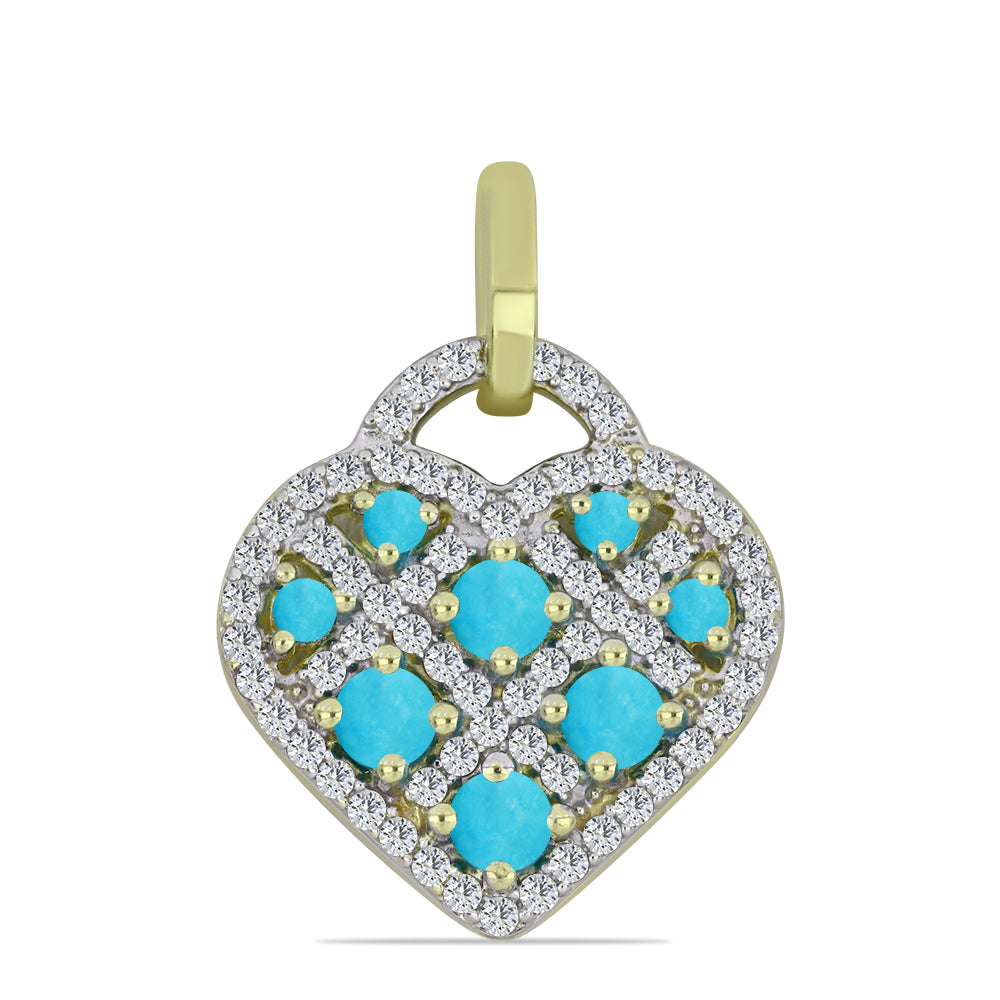 Zawieszka srebrna pozłacana z niebieskim turkusem i białym topazem