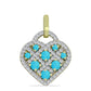 Zawieszka srebrna pozłacana z niebieskim turkusem i białym topazem