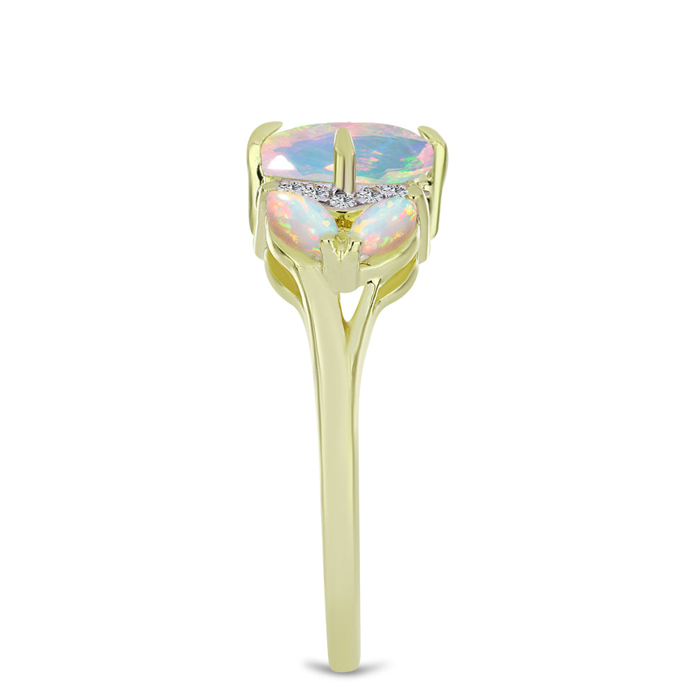 Pierścionek srebrny pozłacany z opalem etiopskim i białym topazem 4 