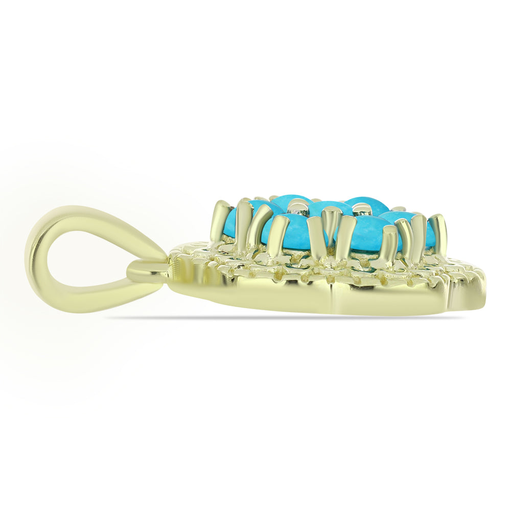 Zawieszka srebrna pozłacana z niebieskim turkusem