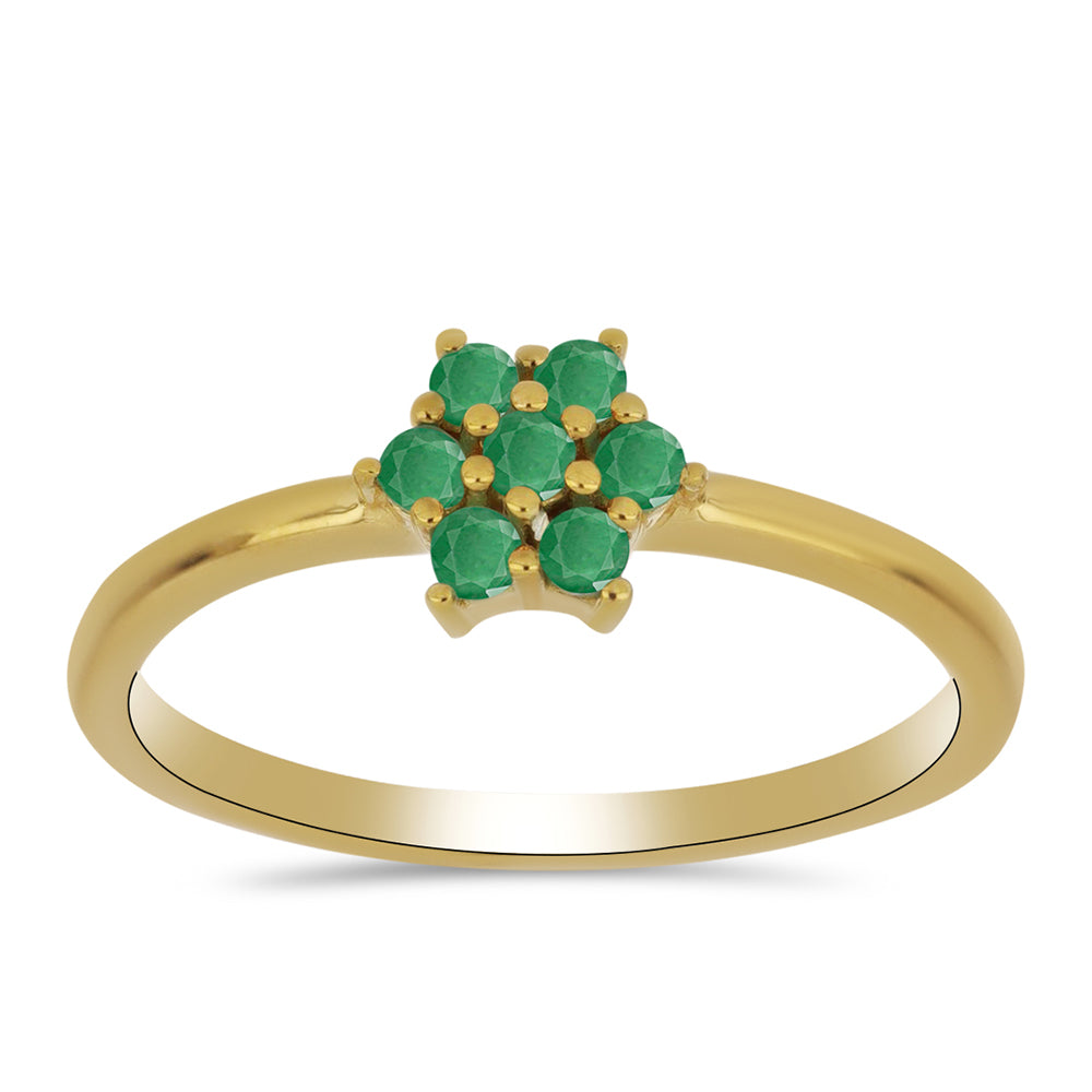 Pierścionek srebrny pozłacany z brazylijskim szmaragdem