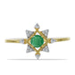 Pierścionek srebrny pozłacany z brazylijskim szmaragdem i białym cyrkonem