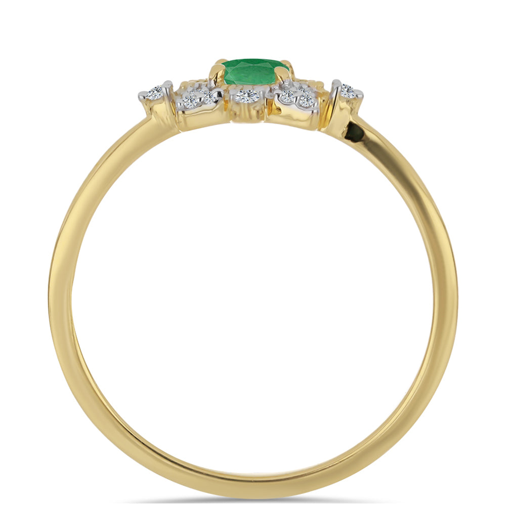 Pierścionek srebrny pozłacany z brazylijskim szmaragdem i białym cyrkonem