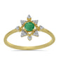 Pierścionek srebrny pozłacany z brazylijskim szmaragdem i białym cyrkonem