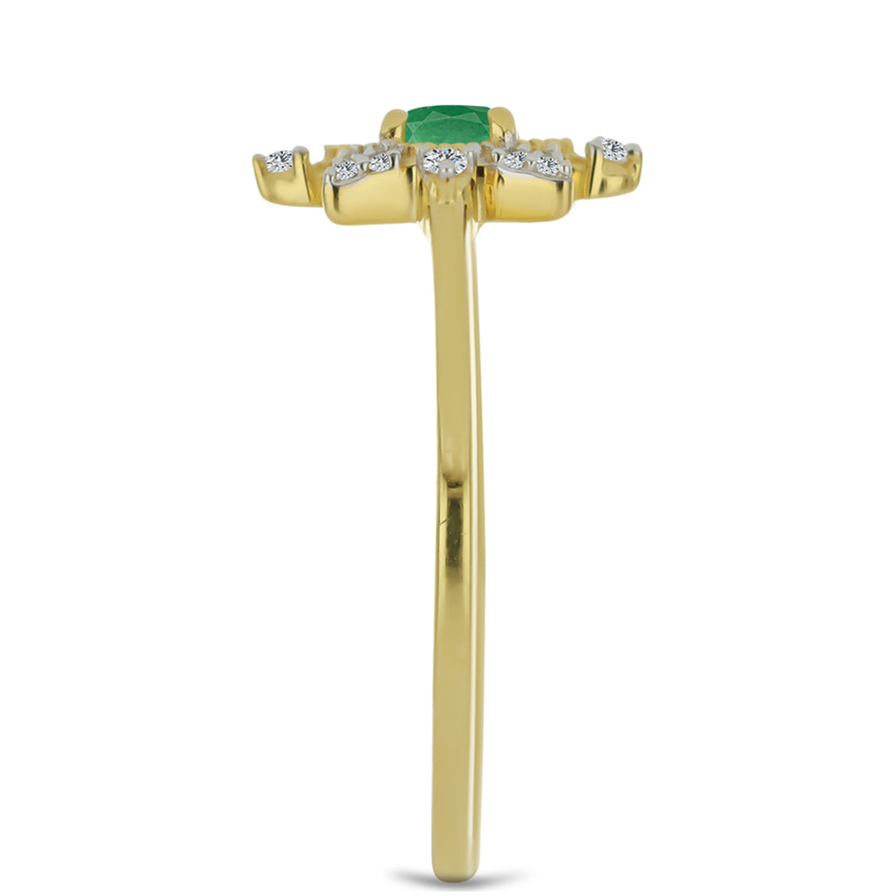 Pierścionek srebrny pozłacany z brazylijskim szmaragdem i białym cyrkonem 4 