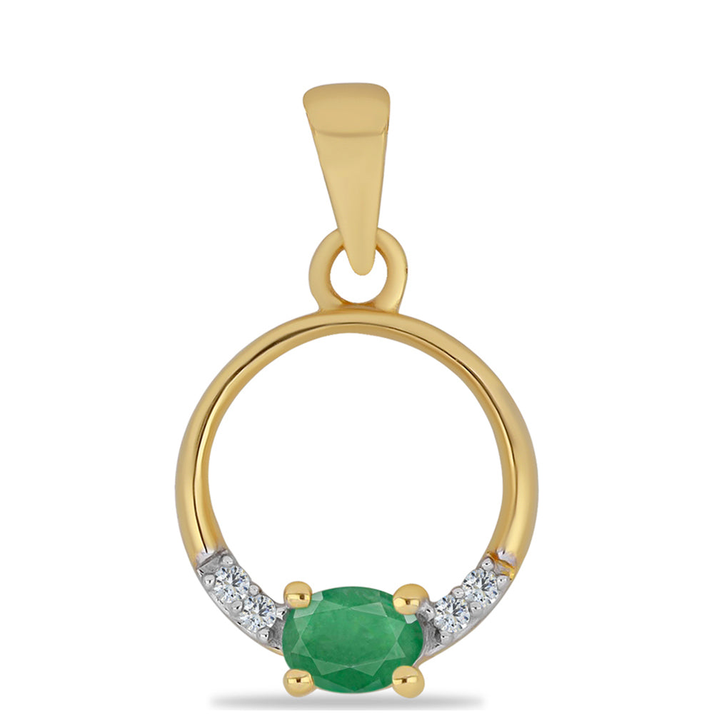 Zawieszka srebrna pozłacana z brazylijskim szmaragdem i białym cyrkonem