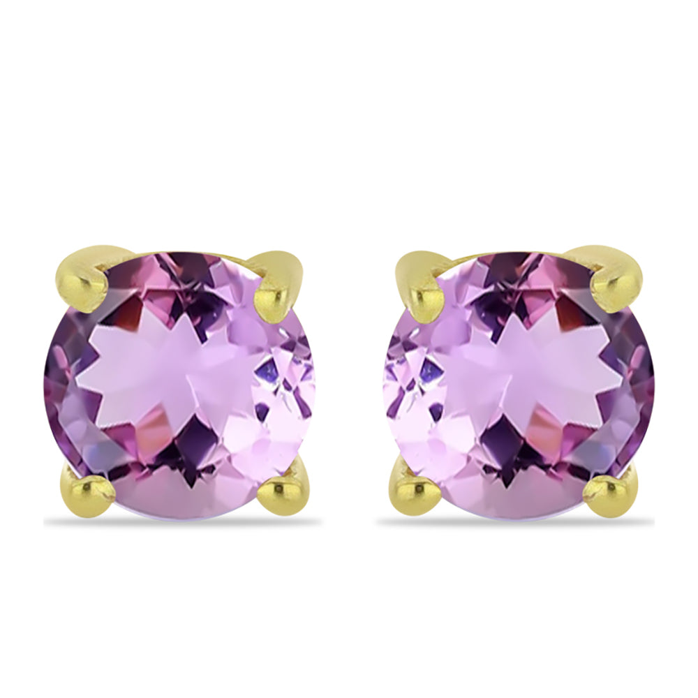 Kolczyki srebrne pozłacane z ametystem rose de france