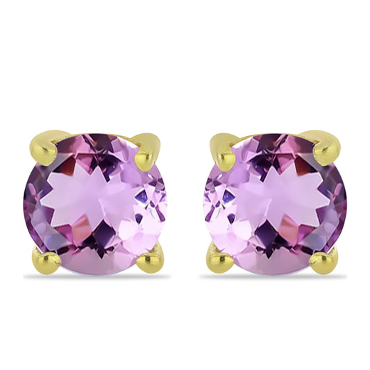 Kolczyki srebrne pozłacane z ametystem rose de france
