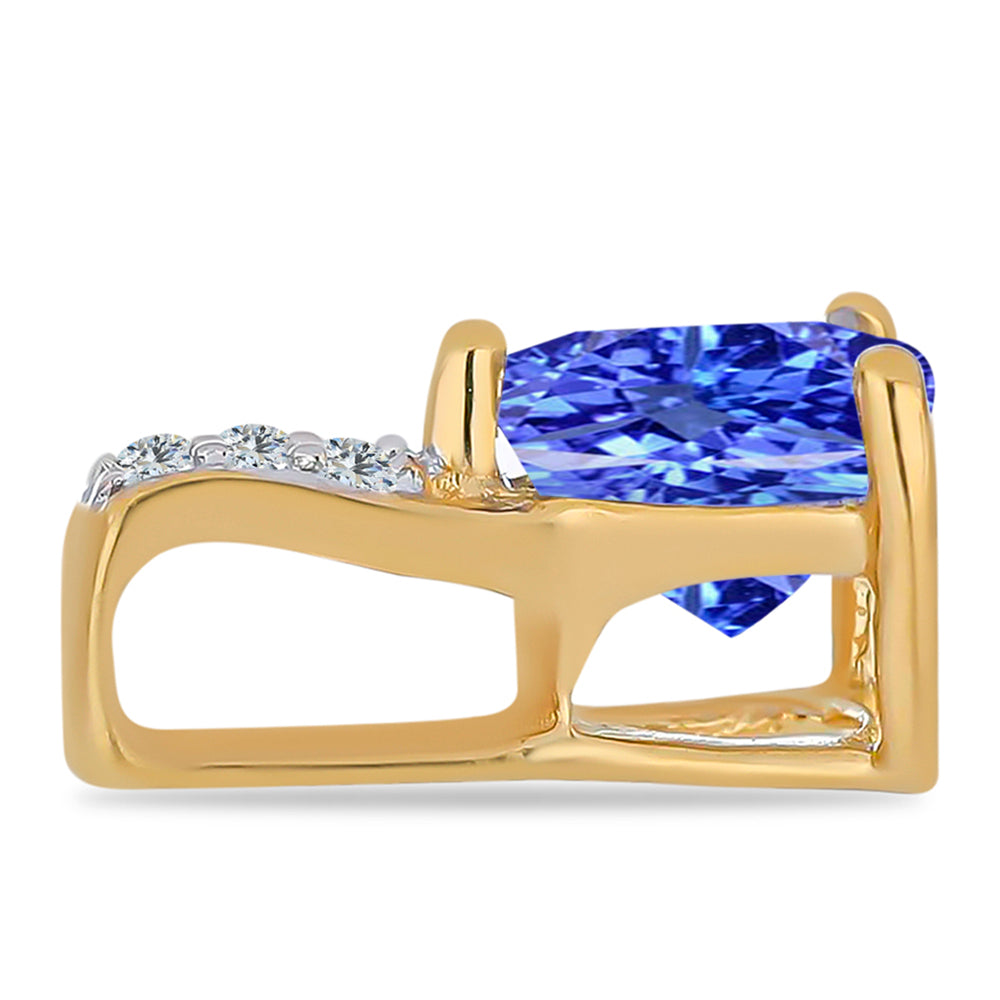 Zawieszka srebrna pozłacana z tanzanitem i białym cyrkonem 2 