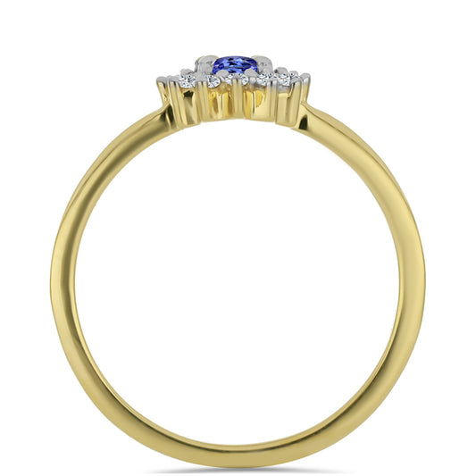 Pierścionek srebrny pozłacany z tanzanitem i białym cyrkonem