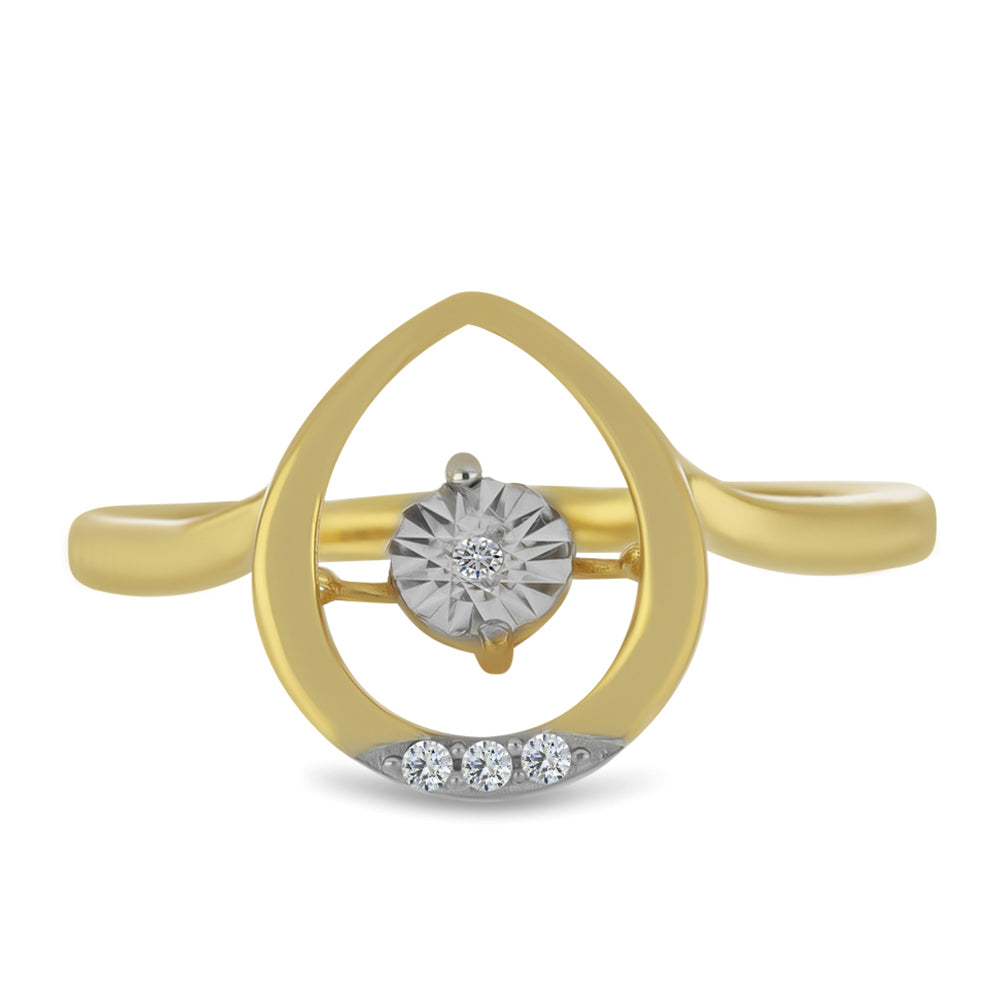 Pierścionek srebrny pozłacany z białym diamentem i białym cyrkonem