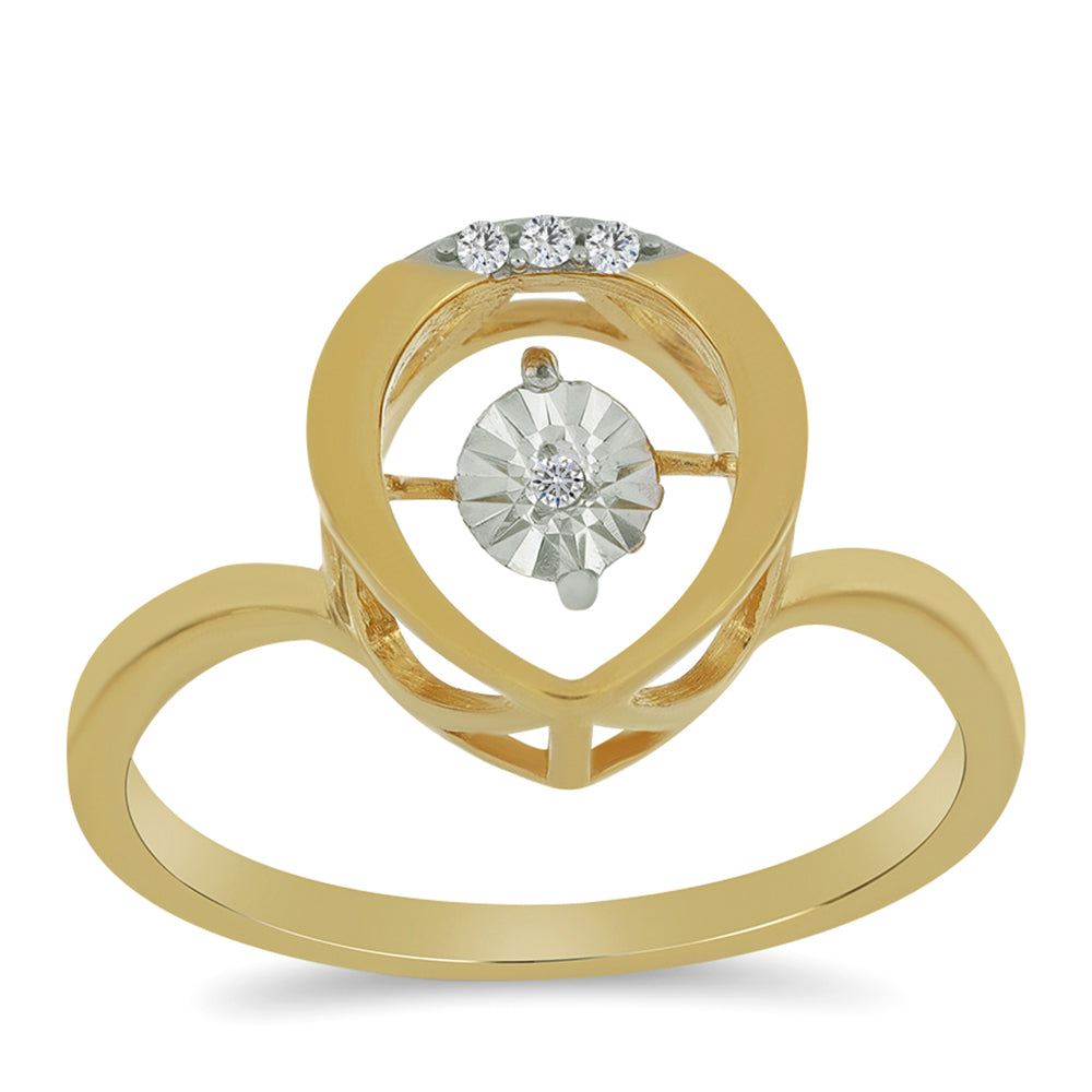 Pierścionek srebrny pozłacany z białym diamentem i białym cyrkonem 3 