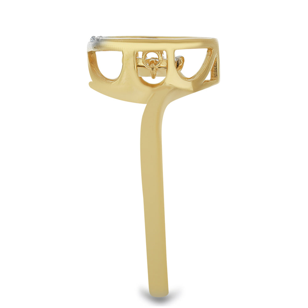 Pierścionek srebrny pozłacany z białym diamentem i białym cyrkonem 4 