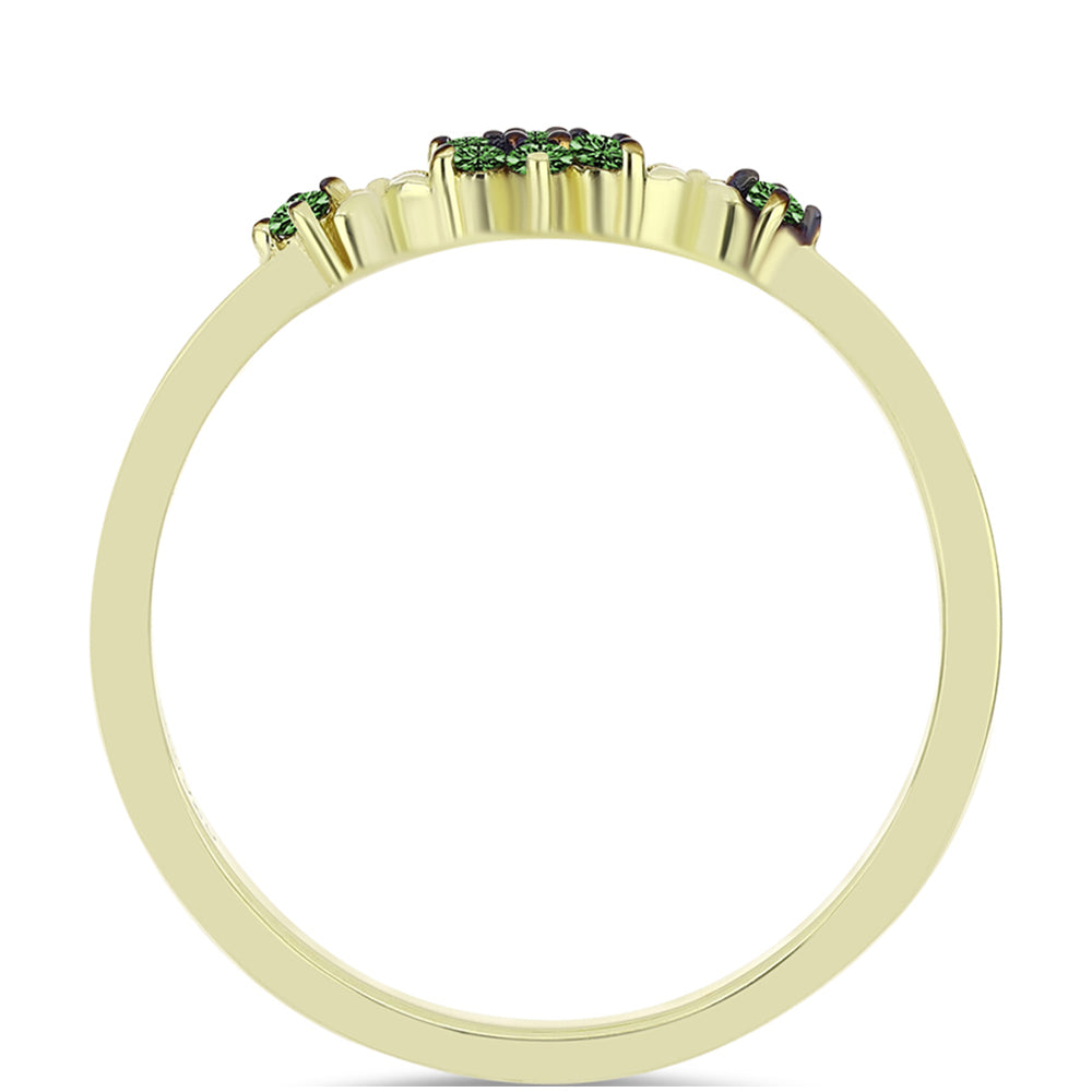 Pierścionek srebrny pozłacany z zielonym diamentem