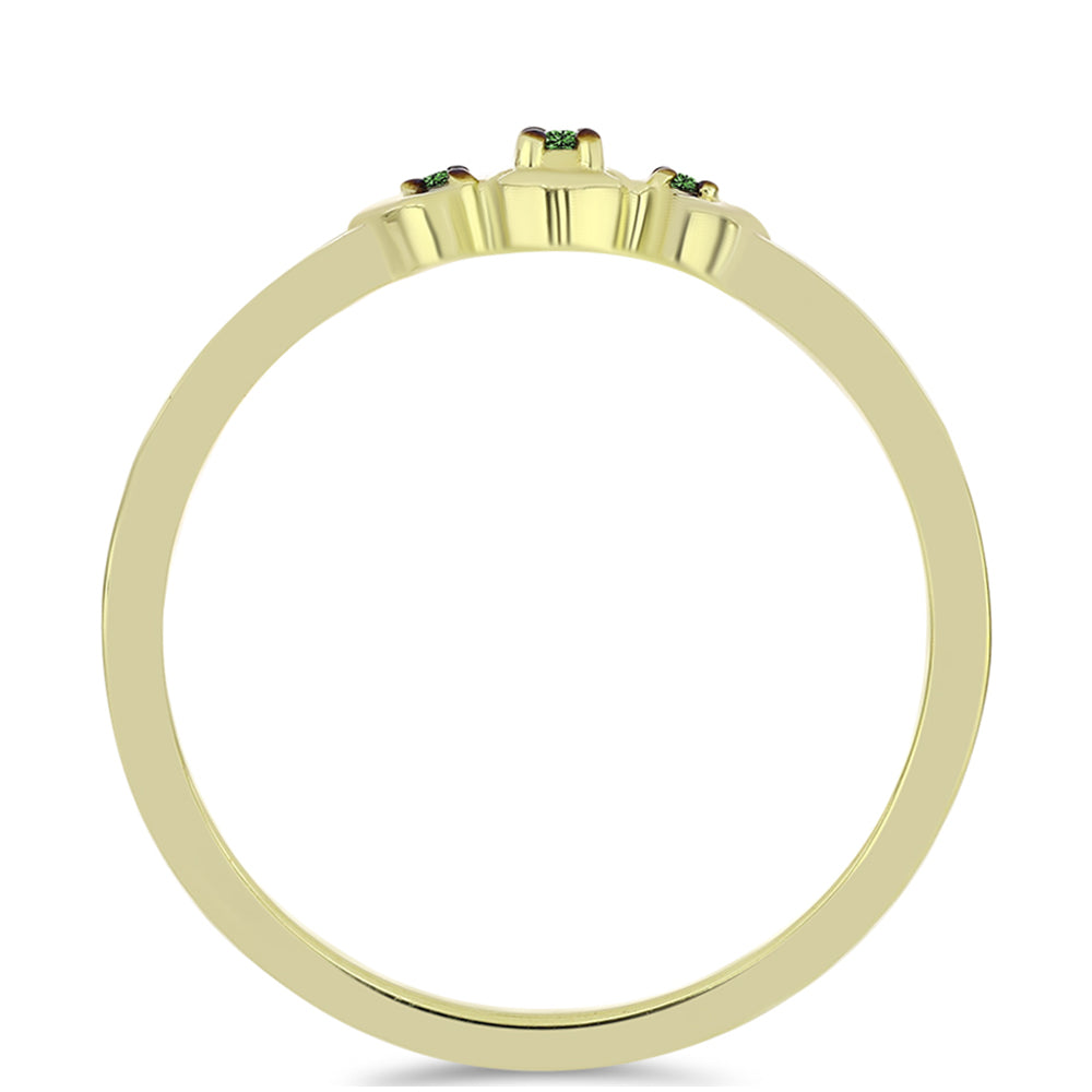 Pierścionek srebrny pozłacany z zielonym diamentem