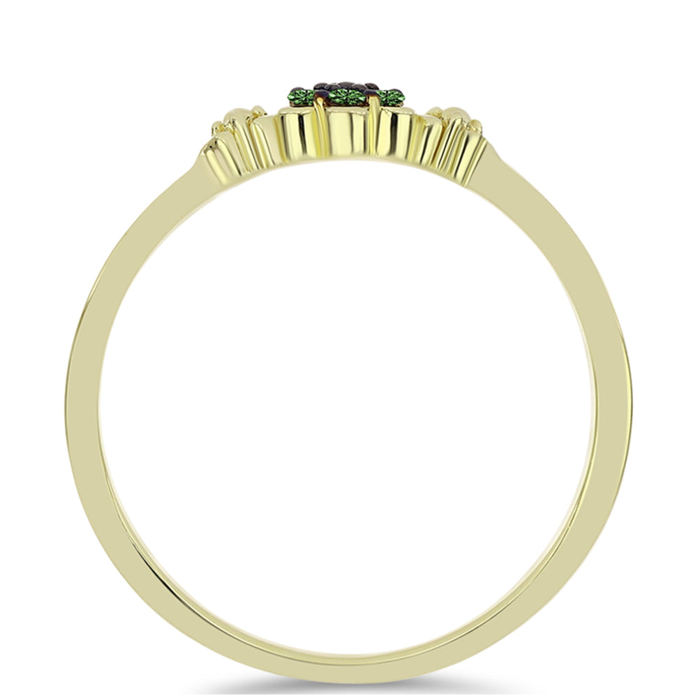 Pierścionek srebrny pozłacany z zielonym diamentem