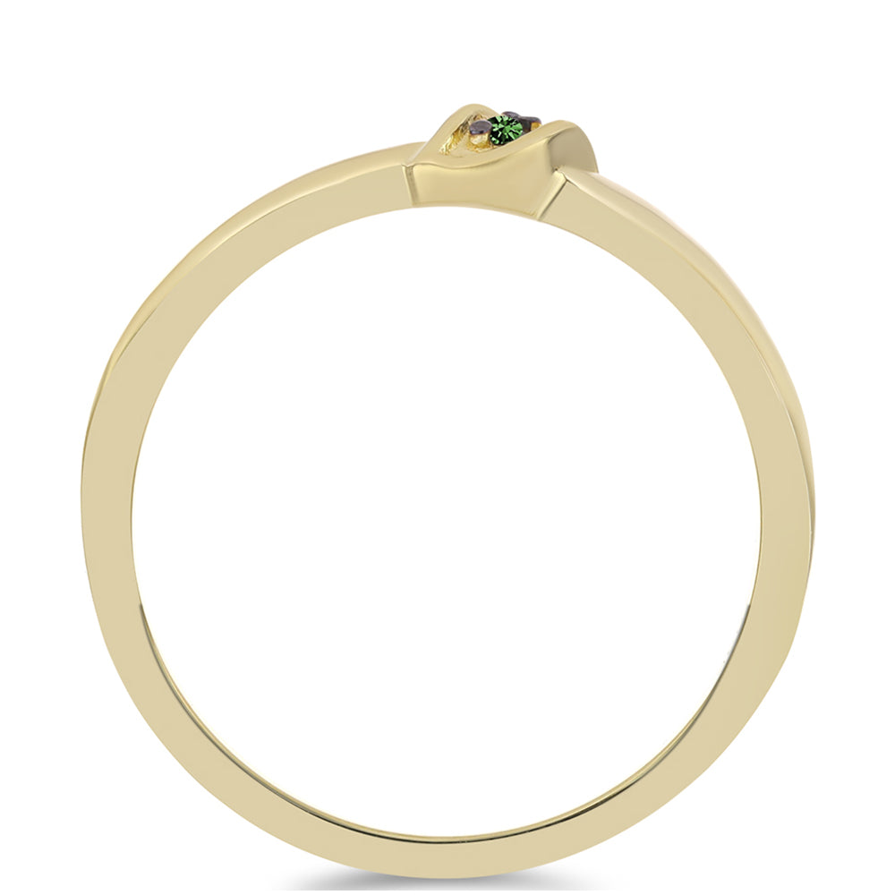 Pierścionek srebrny pozłacany z zielonym diamentem