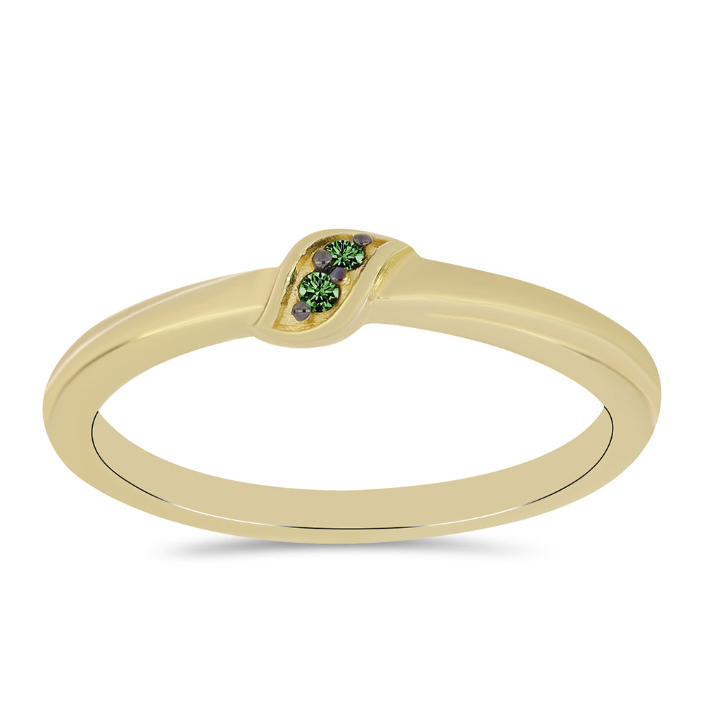 Pierścionek srebrny pozłacany z zielonym diamentem