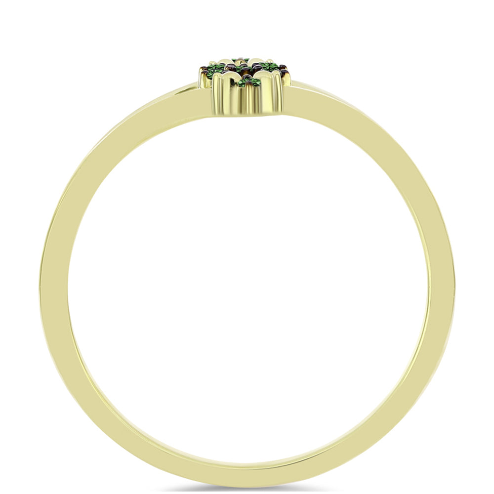 Pierścionek srebrny pozłacany z zielonym diamentem 2 