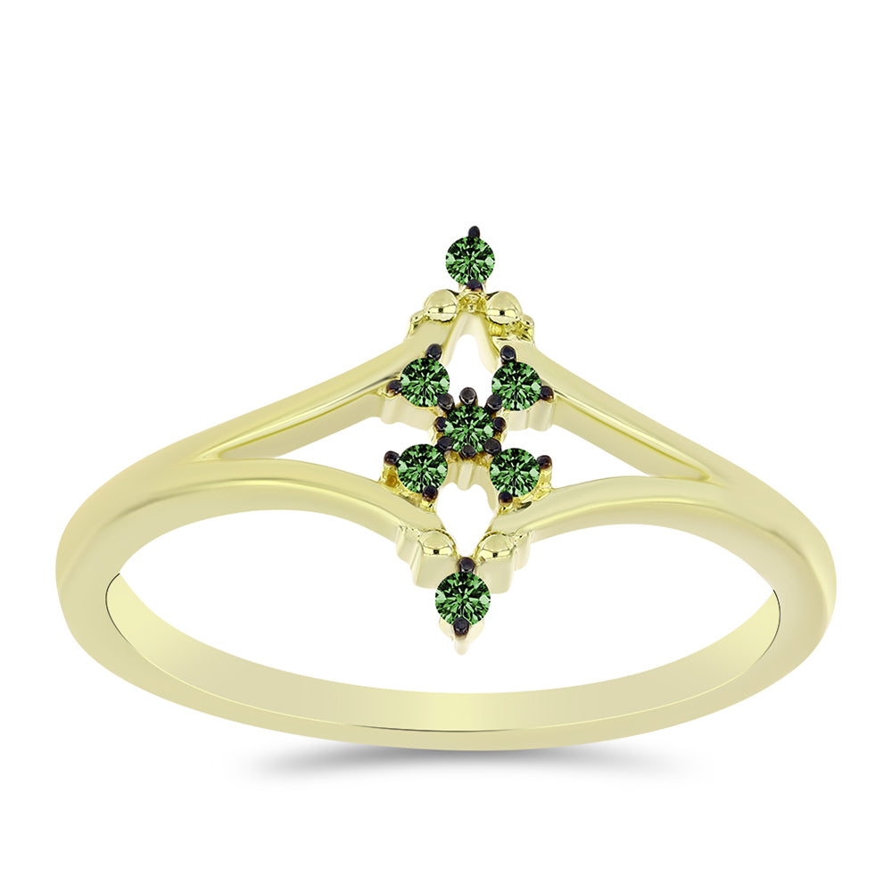 Pierścionek srebrny pozłacany z zielonym diamentem 3 