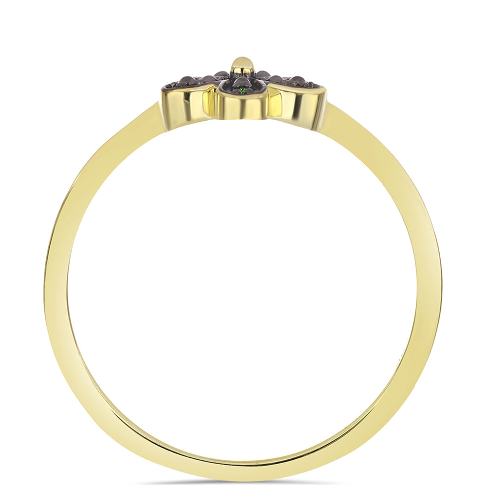 Pierścionek srebrny pozłacany z zielonym diamentem