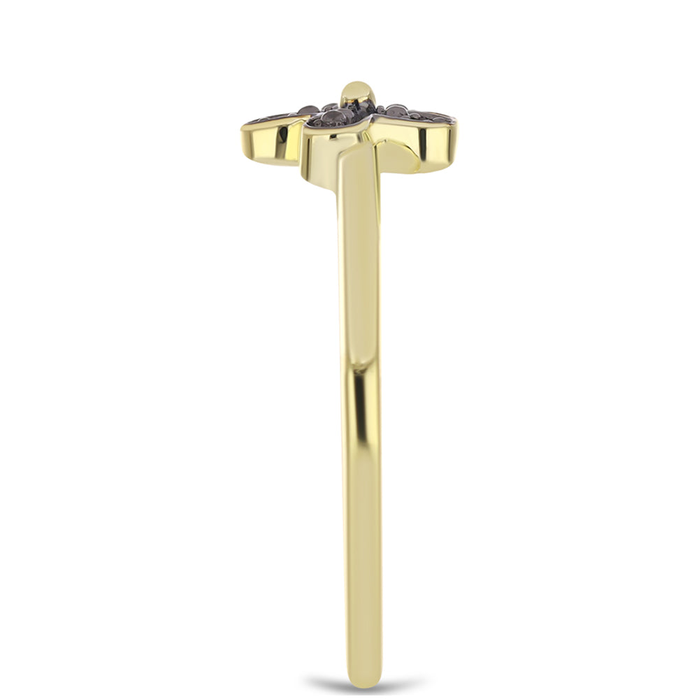 Pierścionek srebrny pozłacany z zielonym diamentem